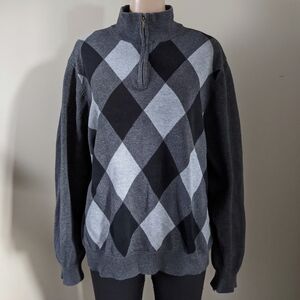 Izod argyle 1/4 zip knit sweater, men's large